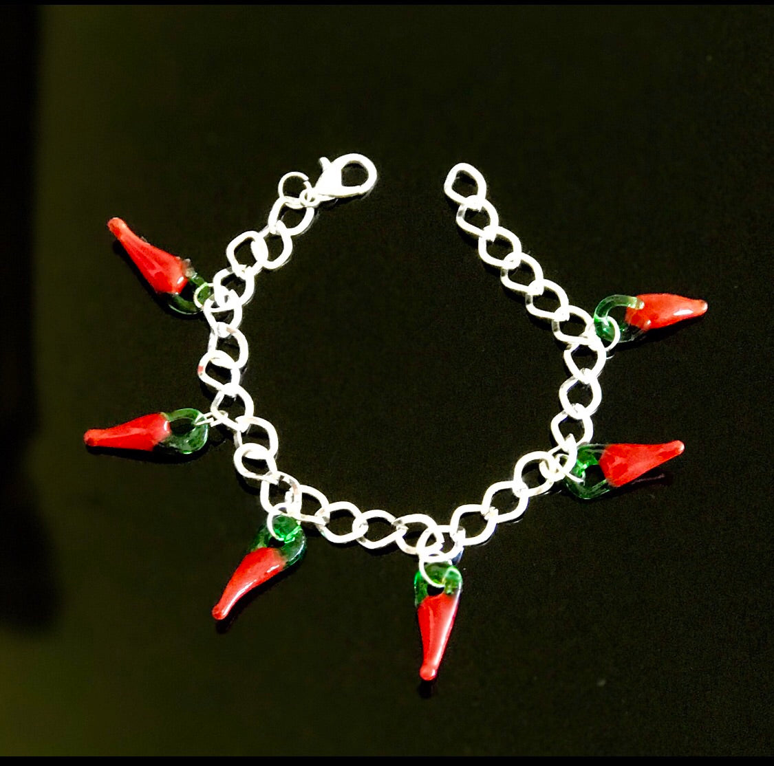 Red chilly glass charms bracelet